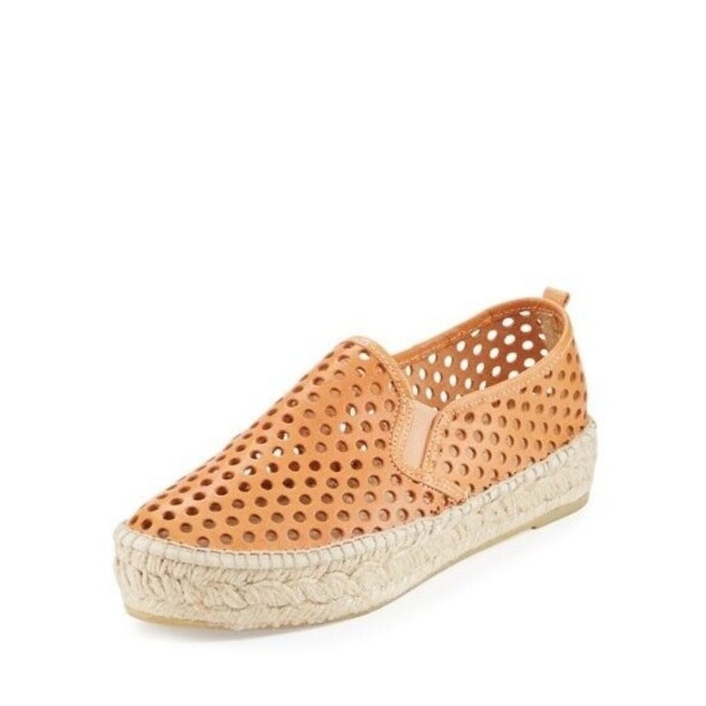 $225 Loeffler Randall Rowan Perforated Espadrille Flat Sand Size 38 - Picture 1 of 7